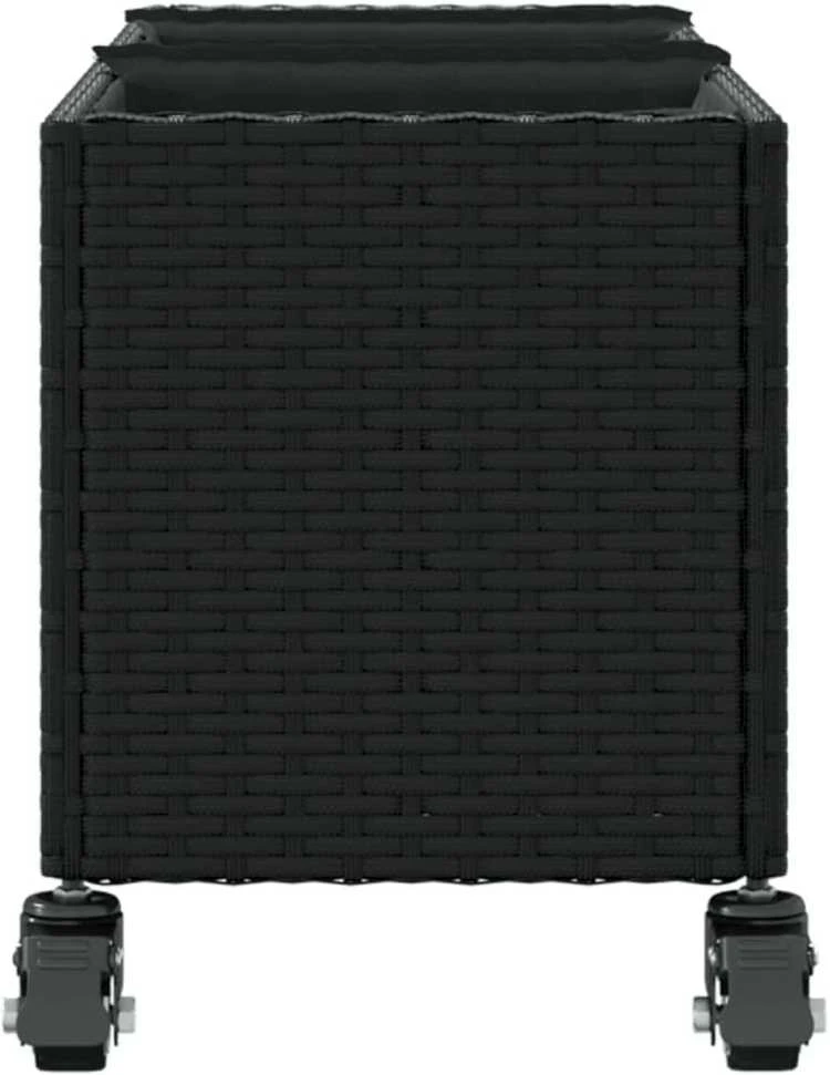Sodo loveliai su ratukais, 2vnt., juodi, 107x32x38cm, ratanas