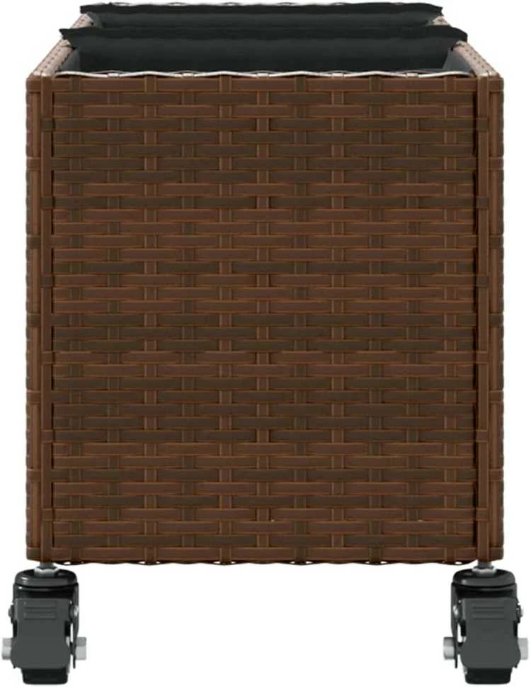 Sodo loveliai su ratukais, 2vnt., rudi, 107x32x38cm, PE ratanas