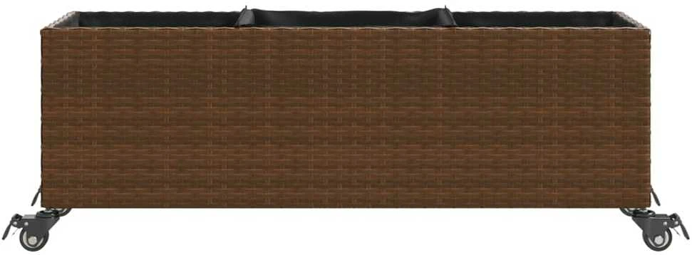 Sodo loveliai su ratukais, 2vnt., rudi, 107x32x38cm, PE ratanas