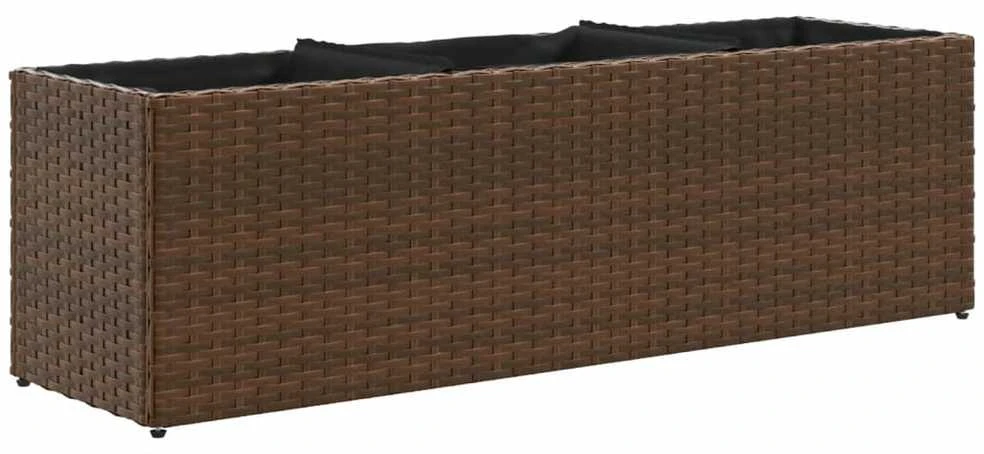 Sodo loveliai su vazonais, 2vnt., rudi, 105x30x32cm, PE ratanas
