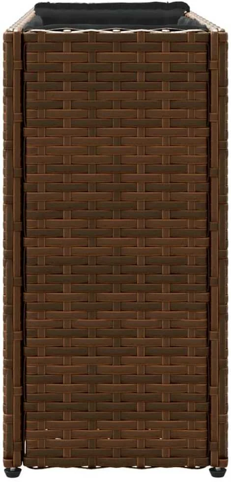 Sodo loveliai su vazonais, 2vnt., rudi, 90x20x40cm, poliratanas