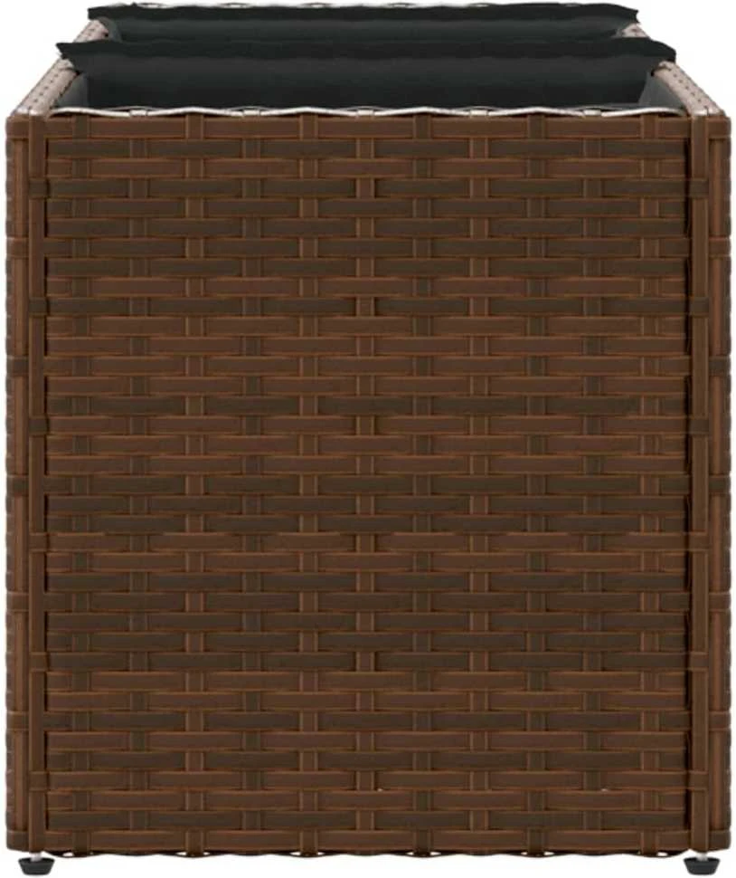 Sodo loveliai su vazonais, 2vnt., rudi, 105x30x32cm, PE ratanas