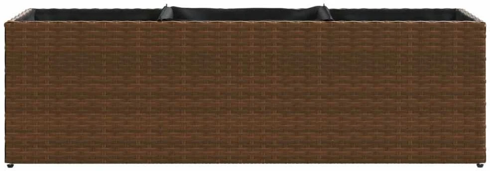 Sodo loveliai su vazonais, 2vnt., rudi, 105x30x32cm, PE ratanas