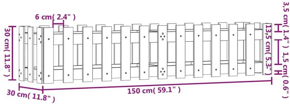 Sodo lovelis, 150x30x30cm, douglas eglė, tvorelės dizaino