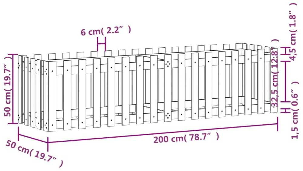 Sodo lovelis, 200x50x50cm, douglas eglė, tvorelės dizaino