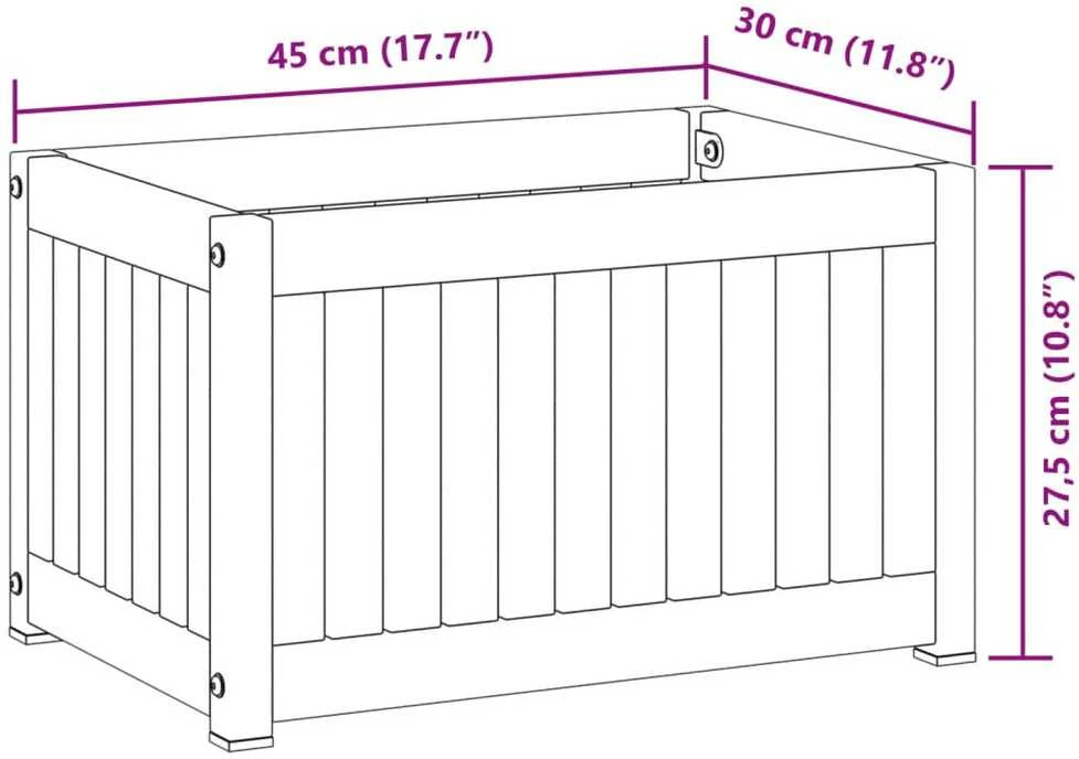 Sodo lovelis, 45x30x27,5cm, akacijos medienos masyvas/plienas