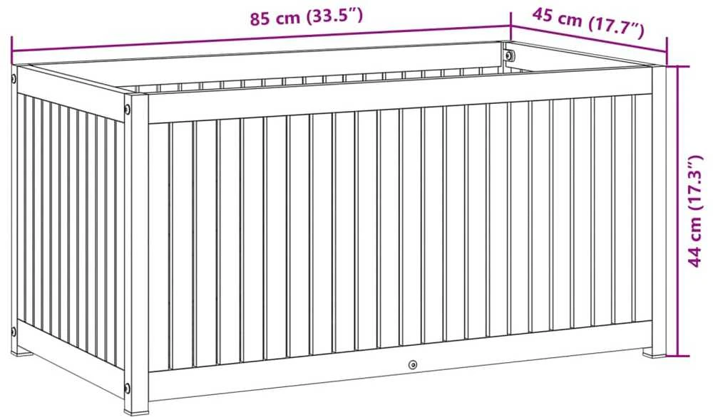 Sodo lovelis, 85x45x44cm, akacijos medienos masyvas ir plienas