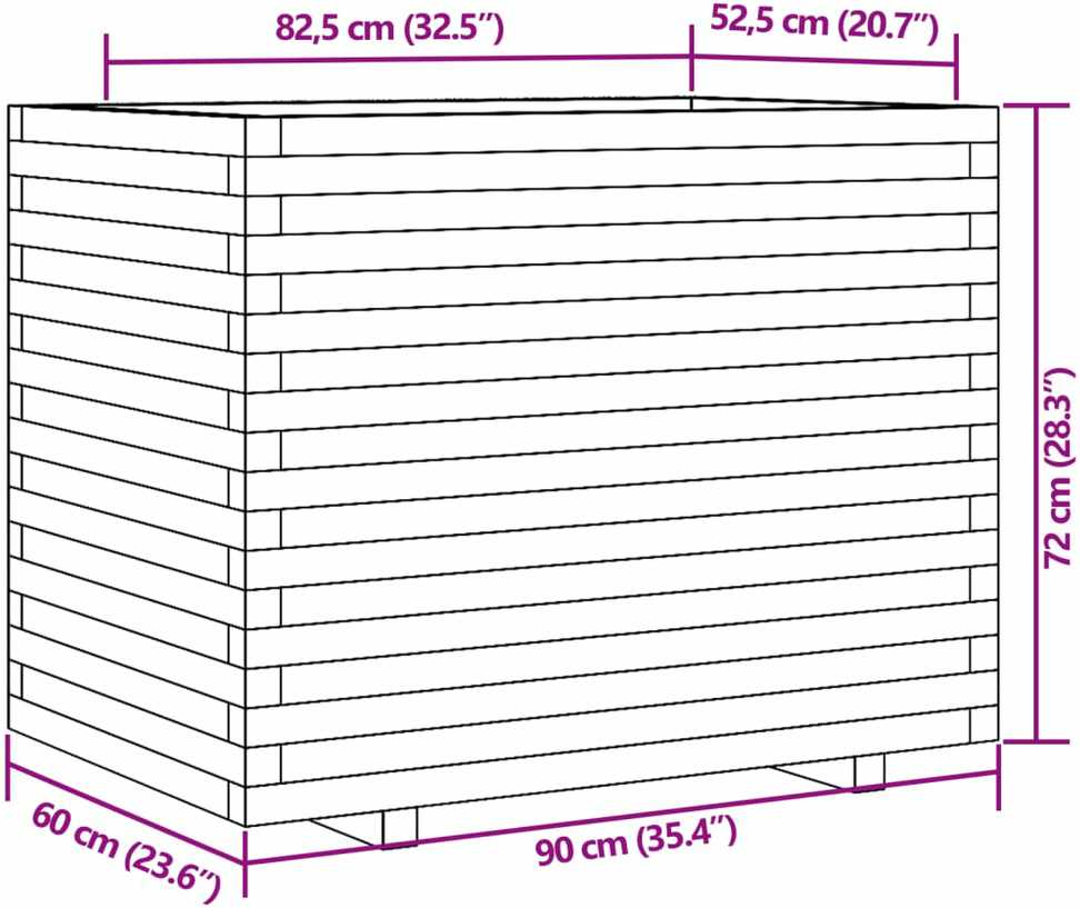 Sodo lovelis, 90x60x72cm, impregnuota pušies mediena
