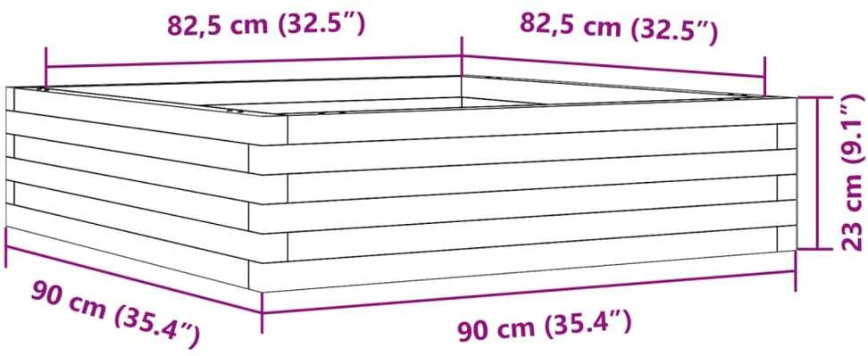 Sodo lovelis, 90x90x23cm, impregnuota pušies mediena