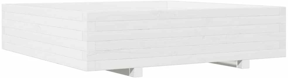 Sodo lovelis, baltas, 100x100x26,5cm, pušies medienos masyvas