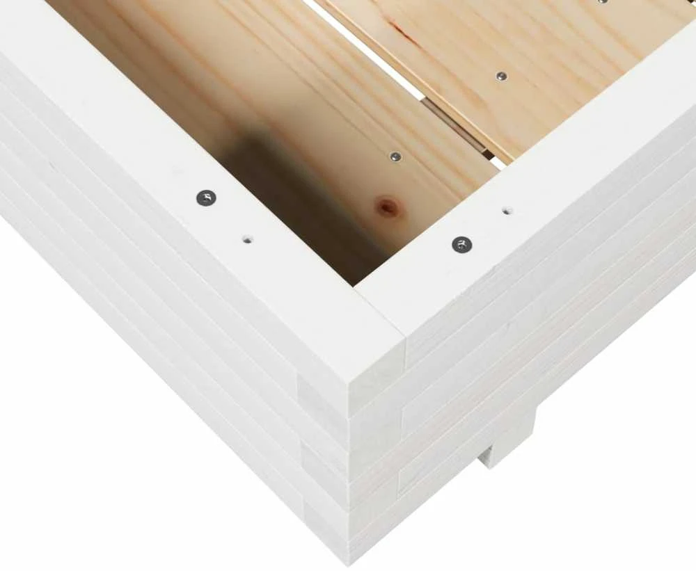 Sodo lovelis, baltas, 100x100x26,5cm, pušies medienos masyvas