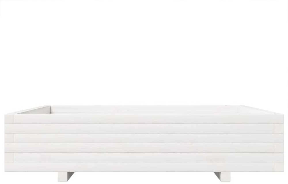 Sodo lovelis, baltas, 110x110x26,5cm, pušies medienos masyvas
