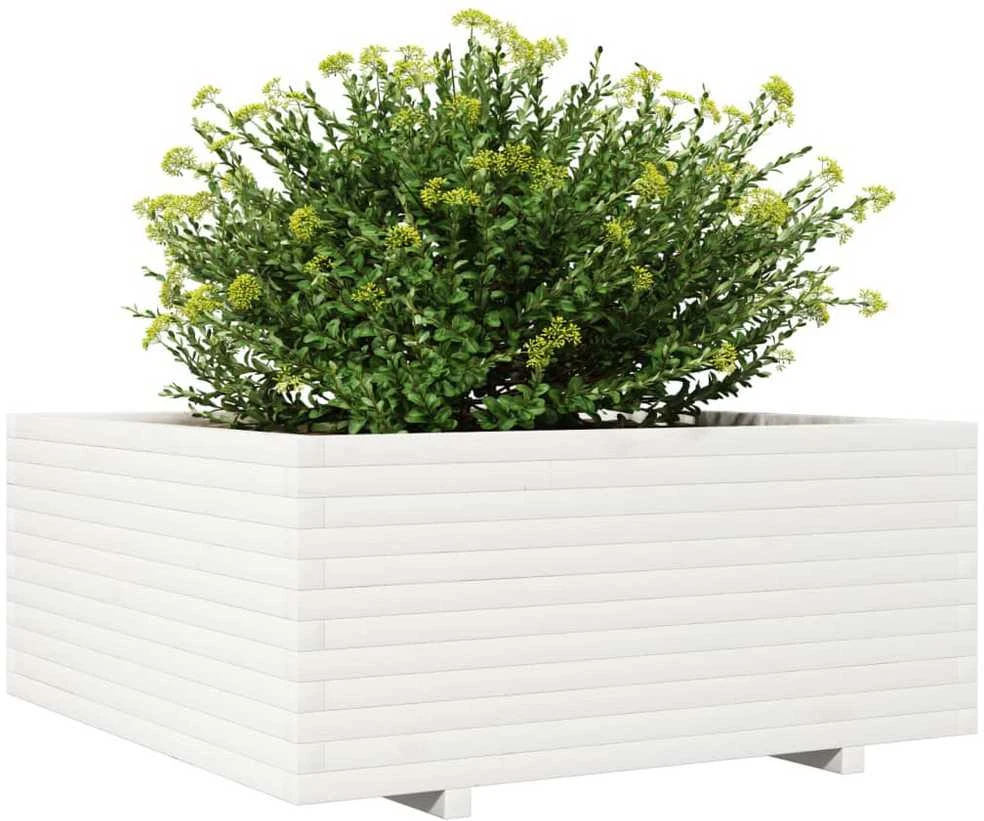 Sodo lovelis, baltas, 110x110x49,5cm, pušies medienos masyvas