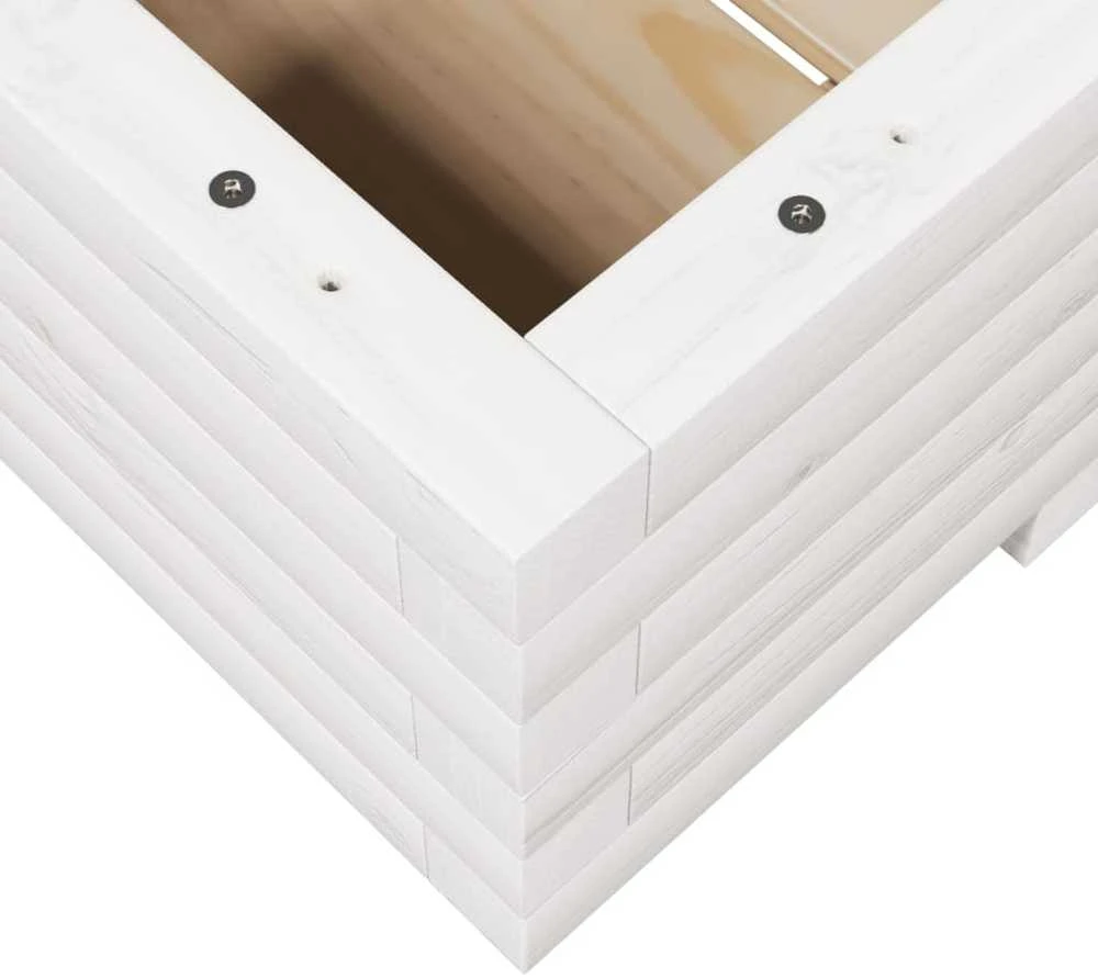 Sodo lovelis, baltas, 110x60x26,5cm, pušies medienos masyvas