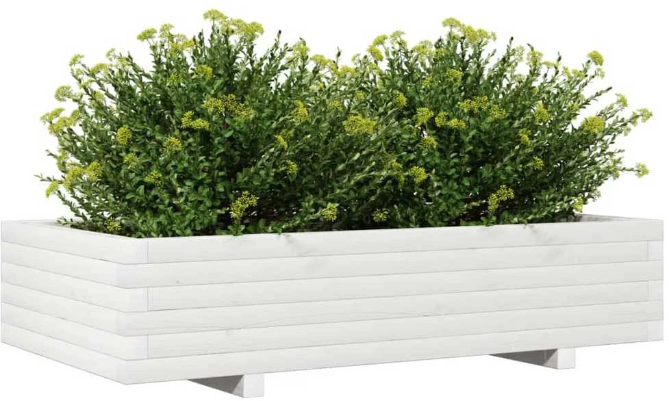 Sodo lovelis, baltas, 110x60x26,5cm, pušies medienos masyvas