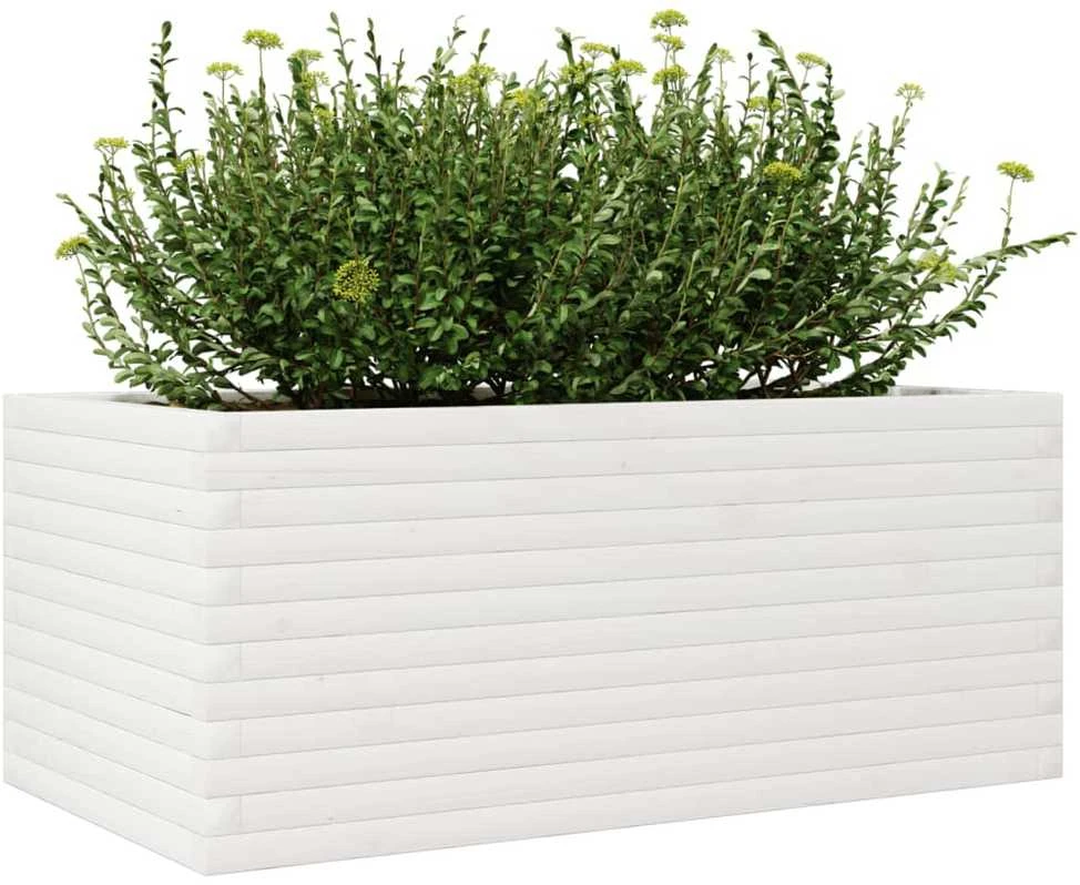Sodo lovelis, baltas, 110x60x45,5cm, pušies medienos masyvas