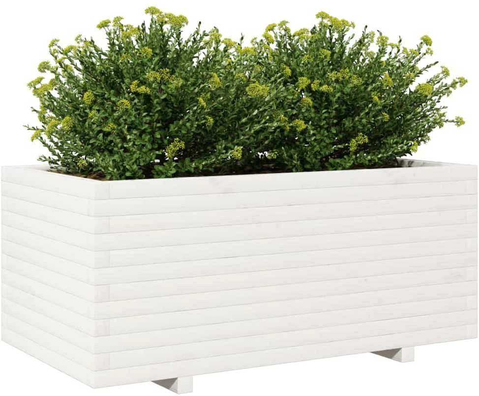 Sodo lovelis, baltas, 110x60x49,5cm, pušies medienos masyvas