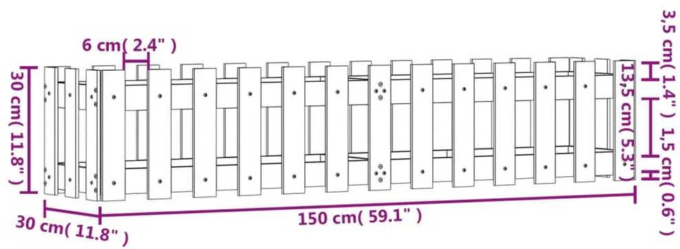 Sodo lovelis, baltas, 150x30x30cm, pušis, tvorelės dizaino