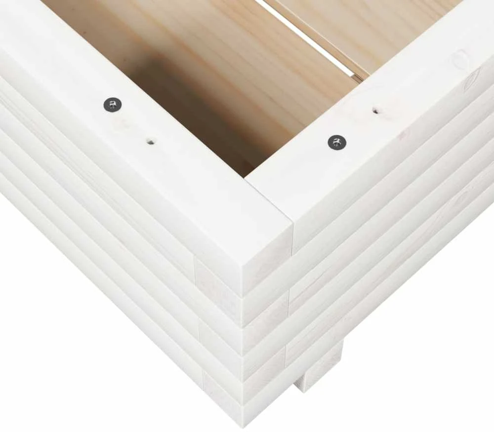 Sodo lovelis, baltas, 50x50x26,5cm, pušies medienos masyvas