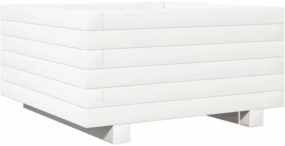 Sodo lovelis, baltas, 50x50x26,5cm, pušies medienos masyvas