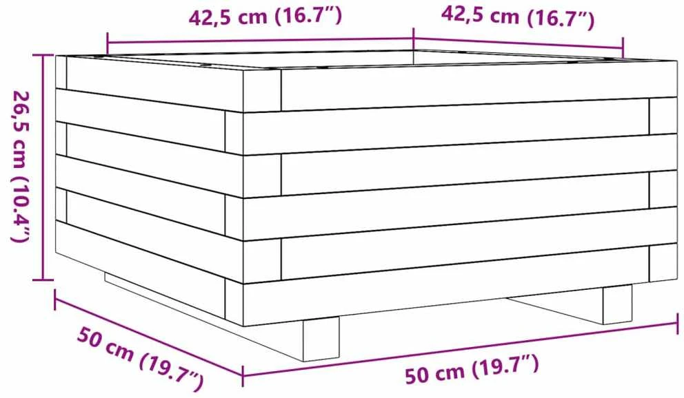 Sodo lovelis, baltas, 50x50x26,5cm, pušies medienos masyvas