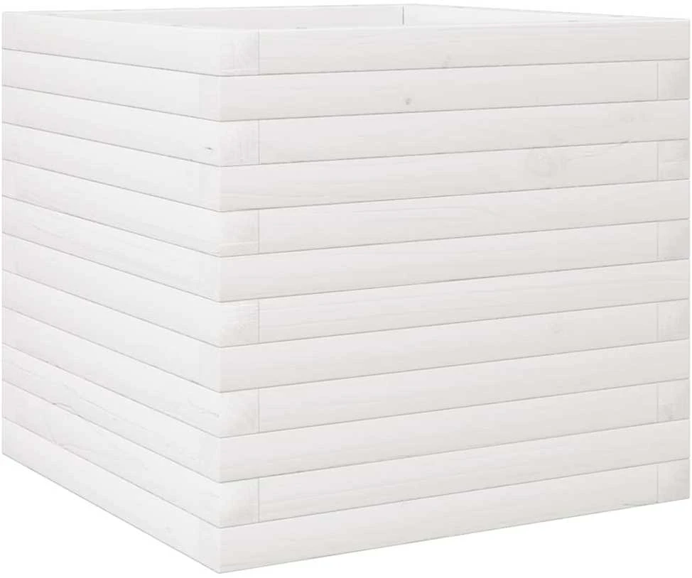 Sodo lovelis, baltas, 50x50x45,5cm, pušies medienos masyvas