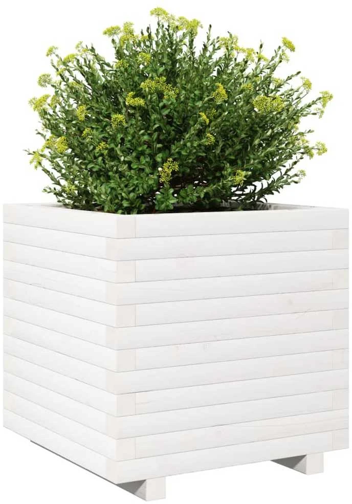 Sodo lovelis, baltas, 50x50x49,5cm, pušies medienos masyvas