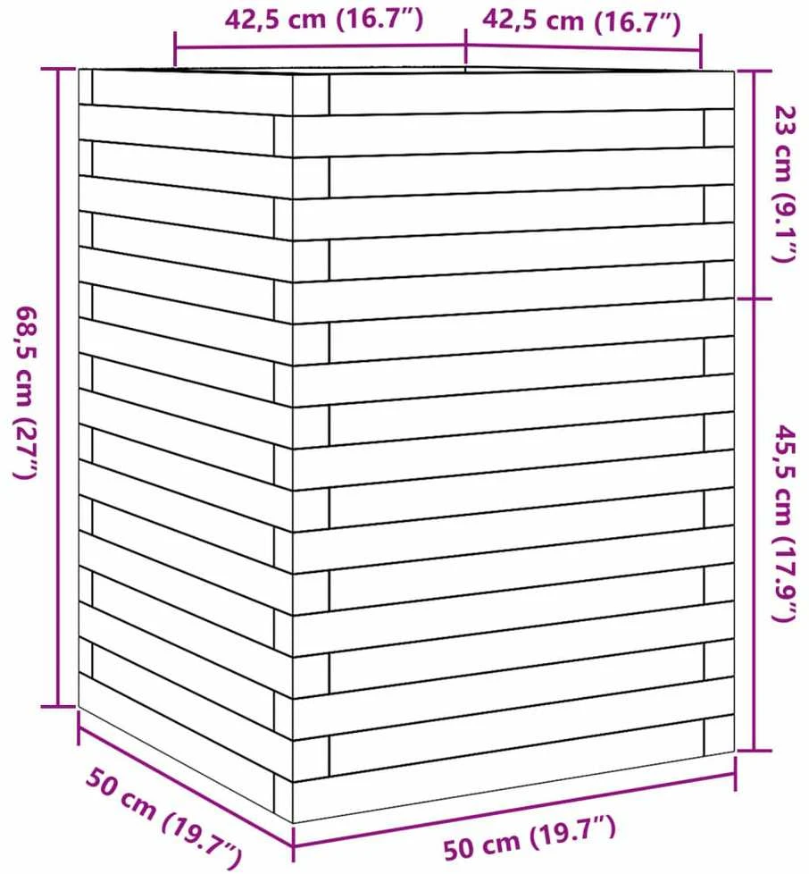 Sodo lovelis, baltas, 50x50x68,5cm, pušies medienos masyvas