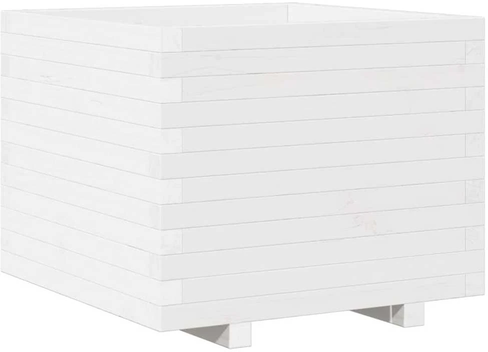 Sodo lovelis, baltas, 60x60x49,5cm, pušies medienos masyvas