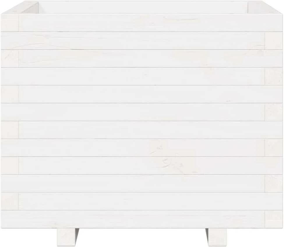 Sodo lovelis, baltas, 60x60x49,5cm, pušies medienos masyvas