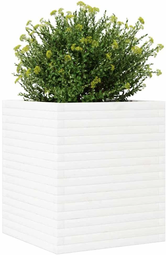 Sodo lovelis, baltas, 60x60x68,5cm, pušies medienos masyvas