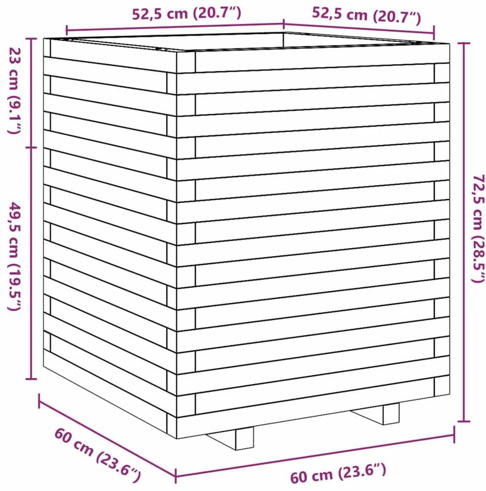 Sodo lovelis, baltas, 60x60x72,5cm, pušies medienos masyvas