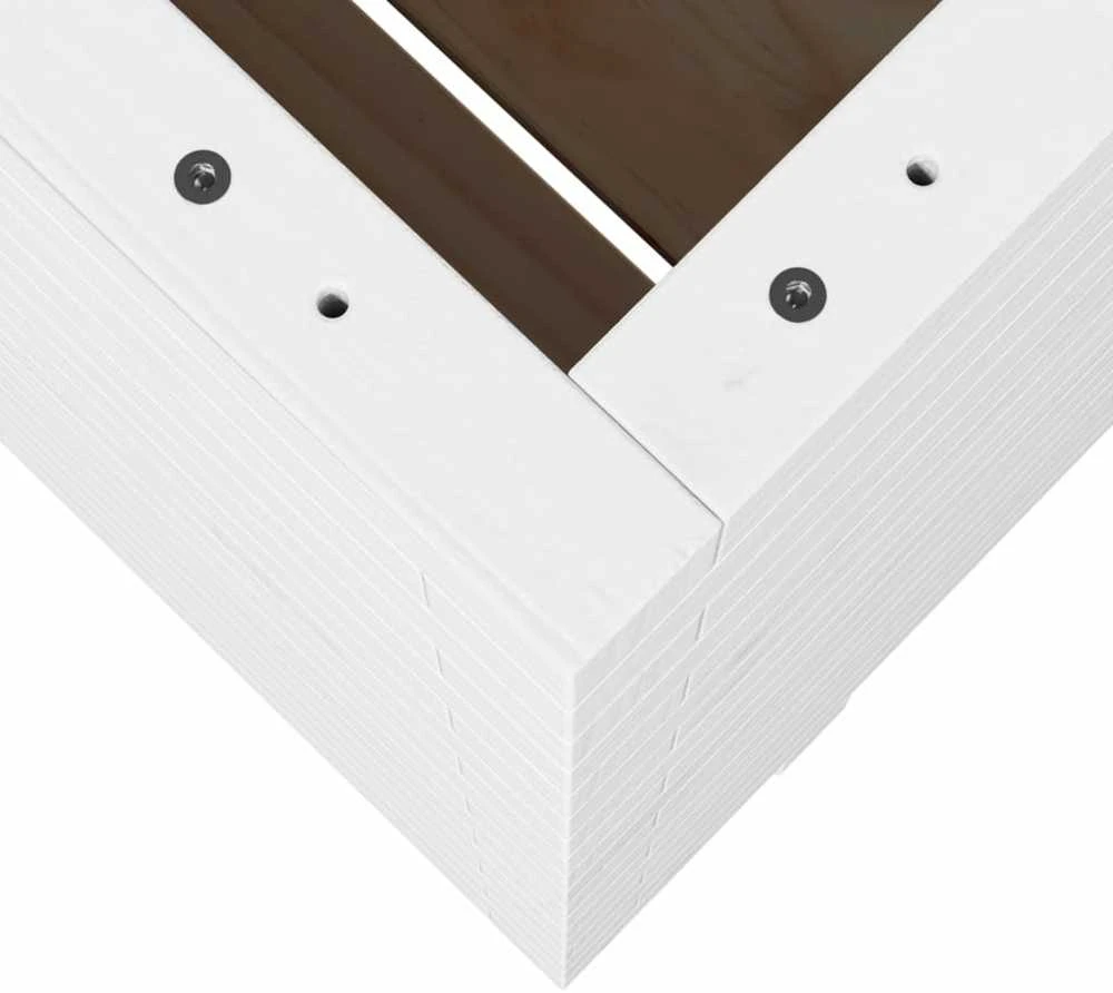 Sodo lovelis, baltas, 60x60x72,5cm, pušies medienos masyvas