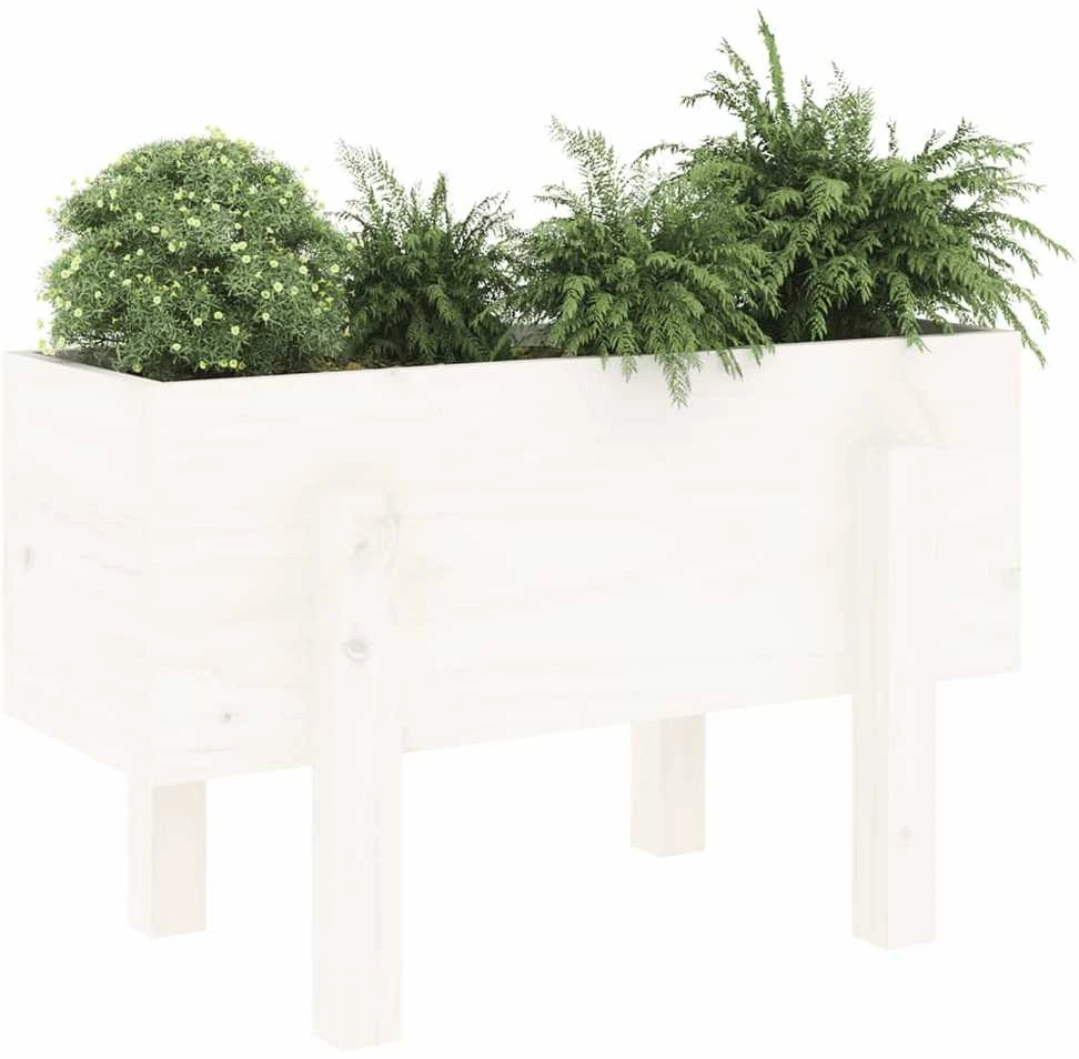 Sodo lovelis, baltas, 62x30x38cm, pušies medienos masyvas