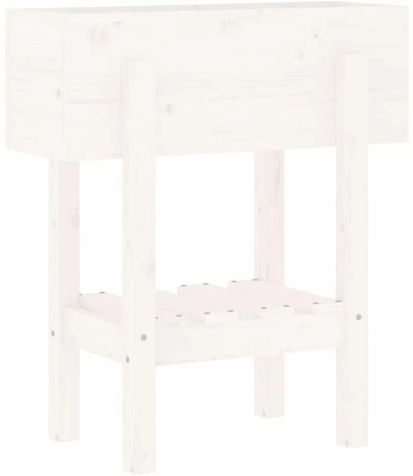 Sodo lovelis, baltas, 62x30x69cm, pušies medienos masyvas