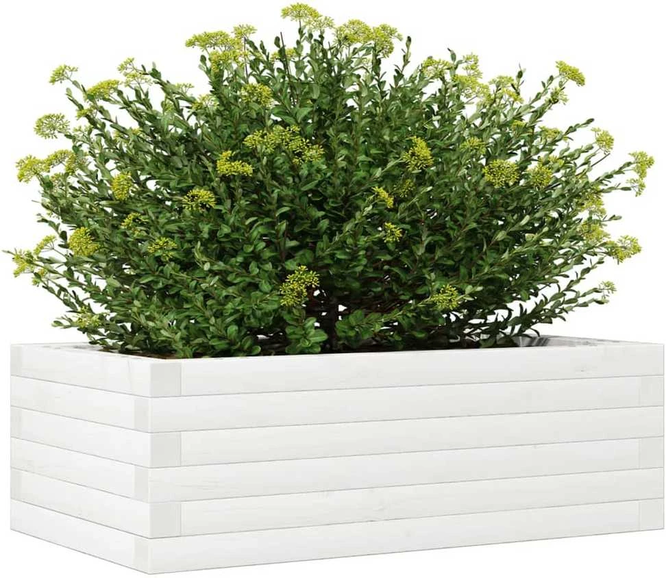 Sodo lovelis, baltas, 70x40x23cm, pušies medienos masyvas