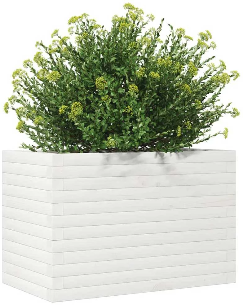 Sodo lovelis, baltas, 70x40x45,5cm, pušies medienos masyvas