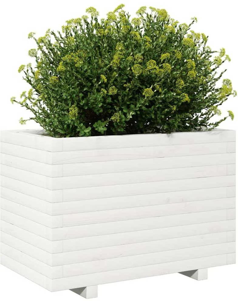 Sodo lovelis, baltas, 70x40x49,5cm, pušies medienos masyvas