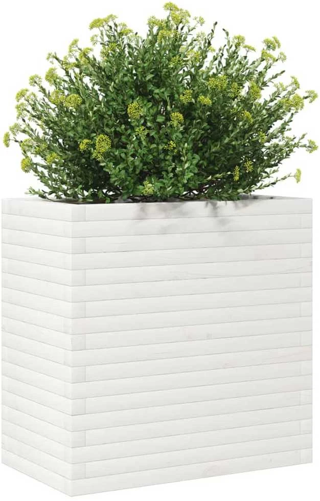 Sodo lovelis, baltas, 70x40x68,5cm, pušies medienos masyvas
