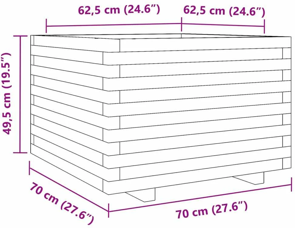 Sodo lovelis, baltas, 70x70x49,5cm, pušies medienos masyvas
