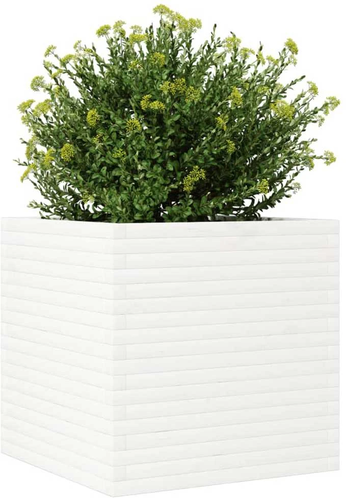 Sodo lovelis, baltas, 70x70x68,5cm, pušies medienos masyvas