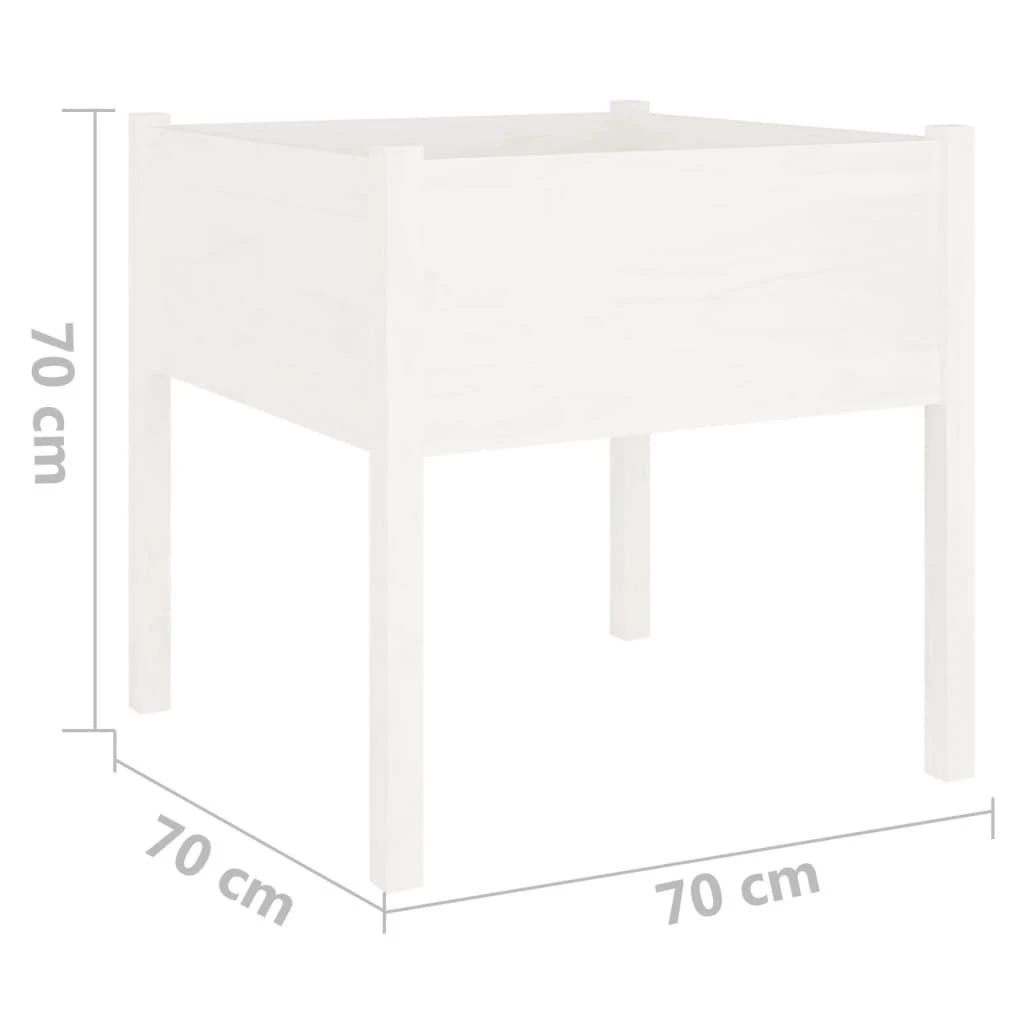 Sodo lovelis, baltas, 70x70x70cm, pušies medienos masyvas