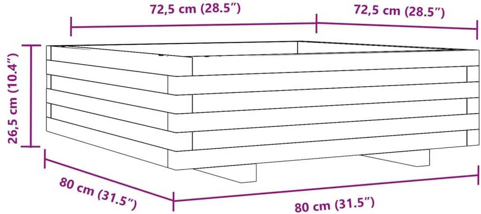 Sodo lovelis, baltas, 80x80x26,5cm, pušies medienos masyvas