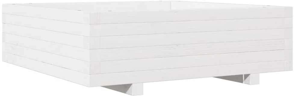 Sodo lovelis, baltas, 80x80x26,5cm, pušies medienos masyvas