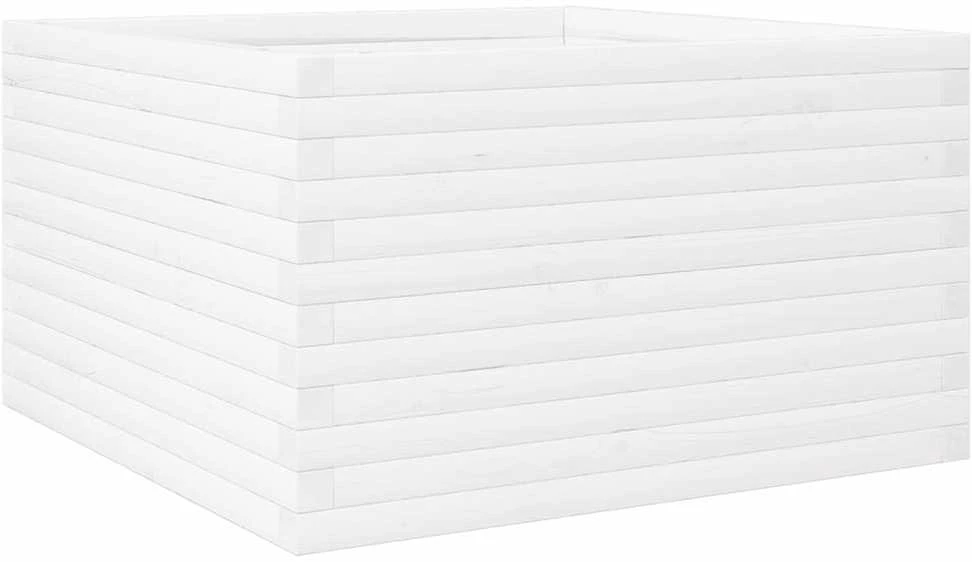 Sodo lovelis, baltas, 80x80x46cm, pušies medienos masyvas