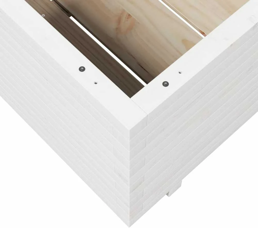 Sodo lovelis, baltas, 80x80x49,5cm, pušies medienos masyvas