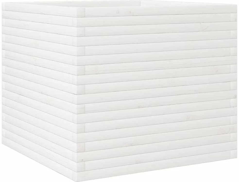 Sodo lovelis, baltas, 80x80x68,5cm, pušies medienos masyvas