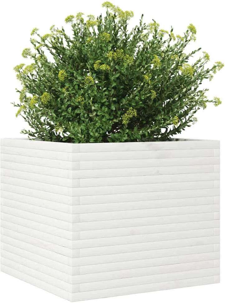 Sodo lovelis, baltas, 80x80x68,5cm, pušies medienos masyvas