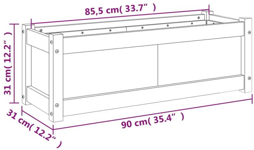 Sodo lovelis, baltas, 90x31x31cm, pušies medienos masyvas