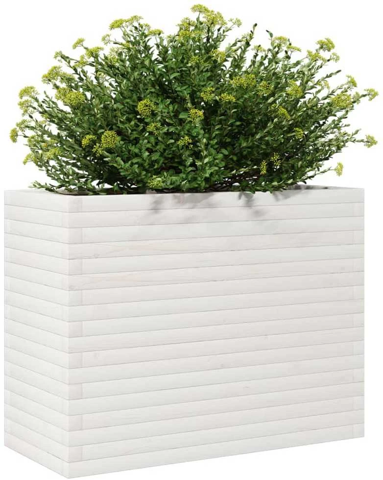 Sodo lovelis, baltas, 90x40x68,5cm, pušies medienos masyvas